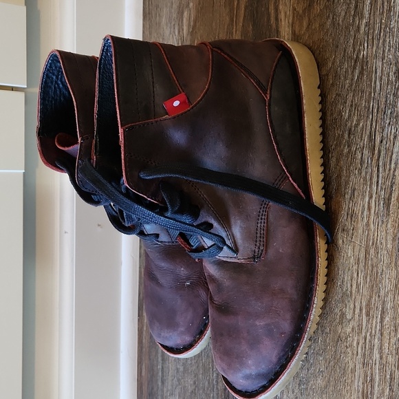 Vtg Oliberte Mens EU 41 US  Distressed Heavyweight Leather Boots Burgundy - Picture 4 of 8